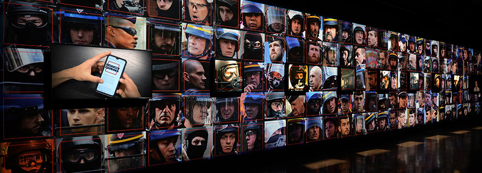 Four thousand French police officers profiled with facial recognition to ban its use in all Europe, from the exhibition, Capture. Image courtesy of Paolo Cirio.  https://paolocirio.net/work/capture/ 